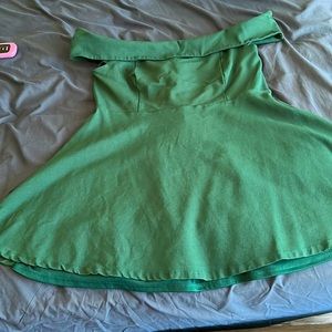 Hunter Green Off-the-shoulder fit and flare